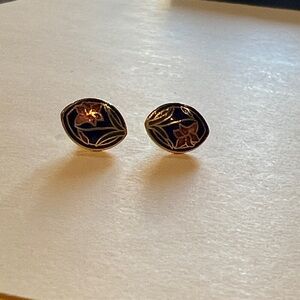 Vintage Cloissone Floral Enamel Earrings!!